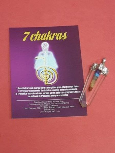 Imagen de Colgante 7 chakras cuarzo blanco