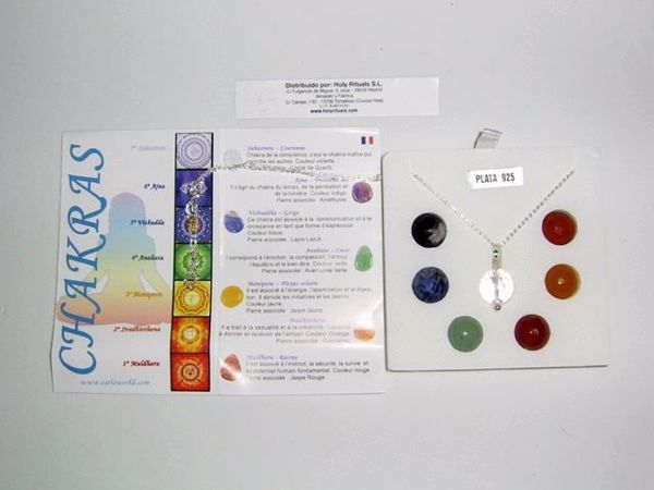 Imagen de SET COLGANTE PLATA 7 CHAKRAS BOLAS FACETADAS INTERCAMBIABLES