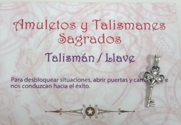 Imagen de TALISMÁN DE PLATA LLAVE TRÉBOL 25MM