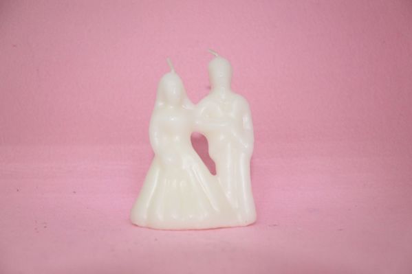 Imagen de Vela pareja o matrimonio pequeña blanca 110X90X37 MMS APROX.