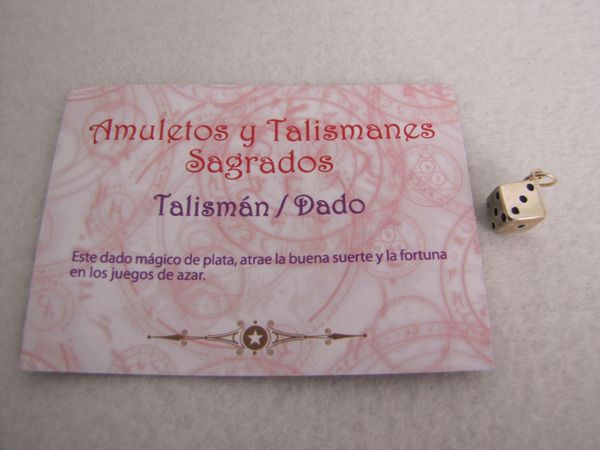 Imagen de TALISMÁN COLGANTE DADO 15 MM PLATA