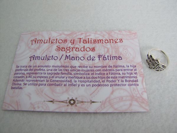 Imagen de Amuleto anillo mano de Fátima plata. T-18