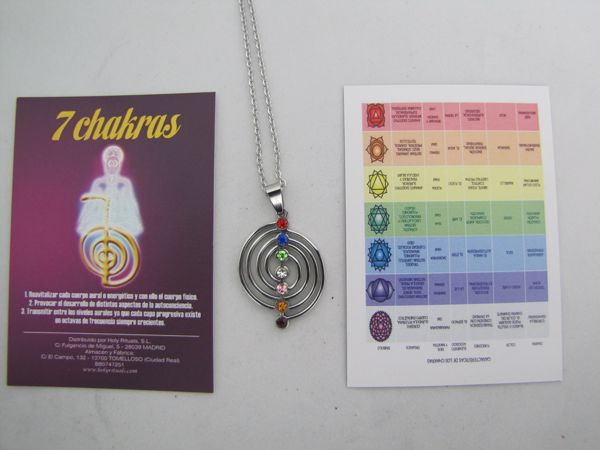 Imagen de COLGANTE CHO KU REI COMPLETA DE ACERO MOD 2 CON 7 CHAKRAS CRISTAL SWAROSKY NATURAL. MODELOS EXCLUSIVOS