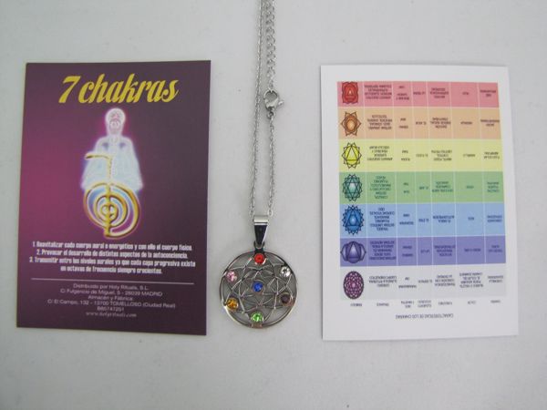 Imagen de COLGANTE CHAKRA 7 CORONILLA COMPLETA DE ACERO  CON 7 CHAKRAS CRISTAL SWAROSKY NATURAL. MODELOS EXCLUSIVOS