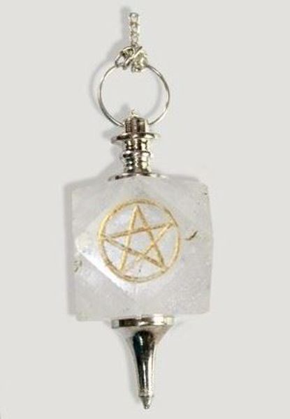 Imagen de Péndulo cuarzo cristal con símbolo Pentagrama