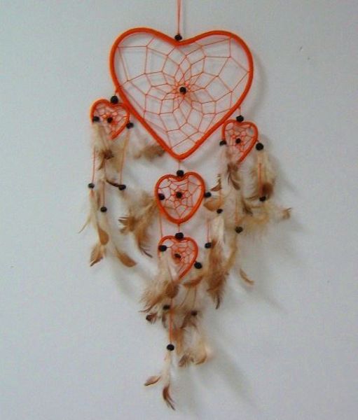 Imagen de Atrapasueños corazón naranja 17 cms