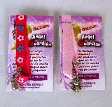 Imagen de PULSERA ÁNGEL GUARDIÁN LAZO FUCSIA CON FLORES
