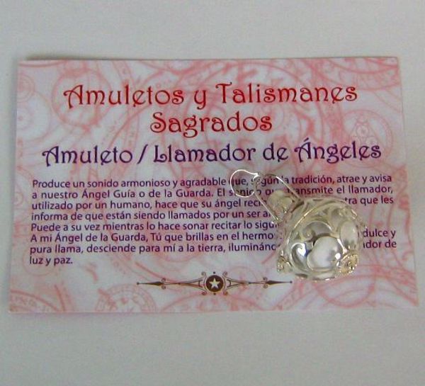 Imagen de AMULETO LLAMADOR DE ANGELES CON JAULA+ PIEDRA NATURAL BLANCO 35 MM