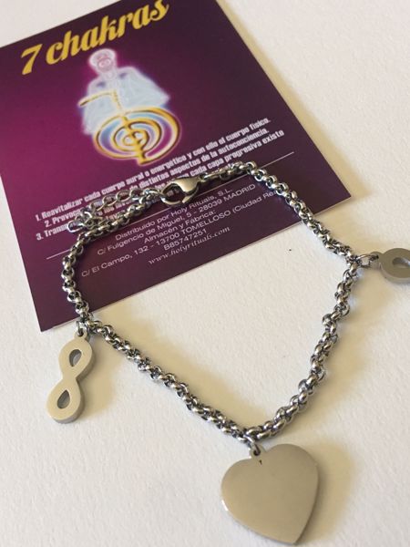 Imagen de PULSERA COMPLETA DE ACERO CON CORAZÓN E INFINITO. MODELOS EXCLUSIVOS