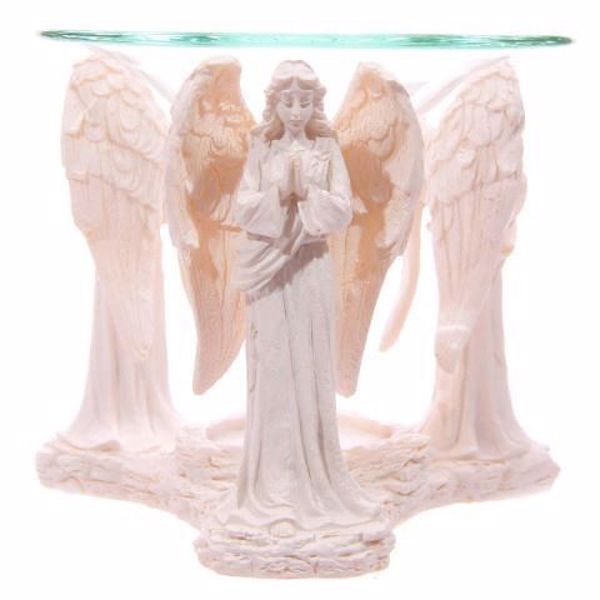 Picture of Quemador Aceite Angel color blanco rezando