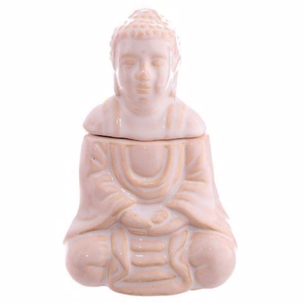 Imagen de Quemador de Aceite cerámica Buda blanco Thai con tapa