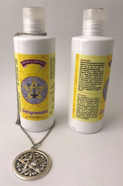 Imagen de Crema corporal esotérica Tetragramatón con amuleto y cadena
