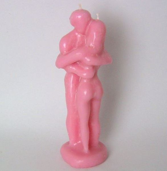 Imagen de Vela pareja entrelazada unión rosa 22 cm