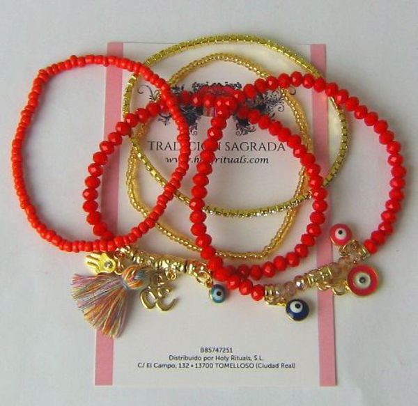 Picture of PACK 5 UNIDS PULSERA OJO TURCO ROJA 60 MMS APROX.