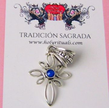 Imagen de Cruz zamak swarosky azul