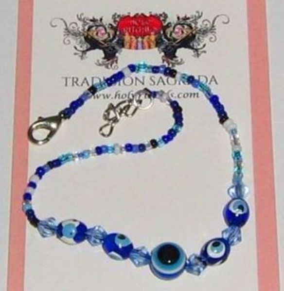 Imagen de PULSERA OJO TURCO AZUL CON BROCHE PLATEADO