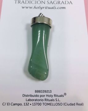 Imagen de AMULETO ZAMAK HIGA PUÑO CERRADO CUARZO VERDE 35 MM
