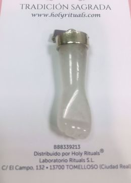 Imagen de AMULETO ZAMAK HIGA PUÑO CERRADO CUARZO BLANCO 35 MM