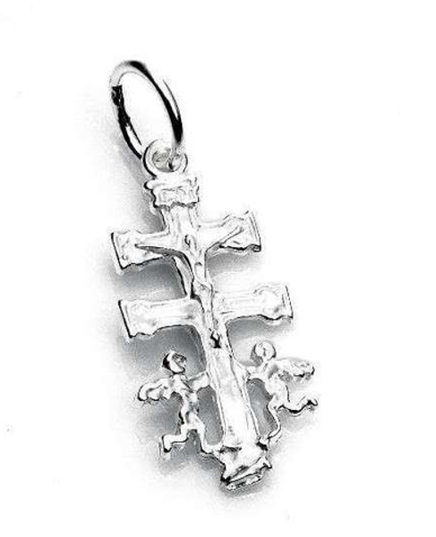 Imagen de Amuleto de plata colgante santa cruz de caravaca doble 25MM