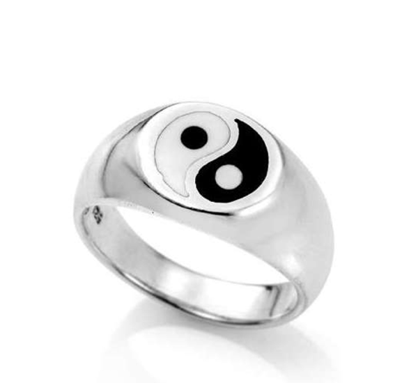 Imagen de Amuleto anillo Yin y yang. Equilibrio.  plata. T-15
