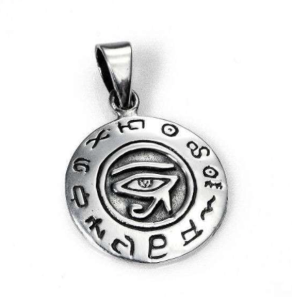Imagen de Amuleto de plato Ojo de Horus en círculo con signos astrológicos.  20MM