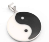 Imagen de Amuleto de plata yin yang en colgante esmaltado  25 MMS