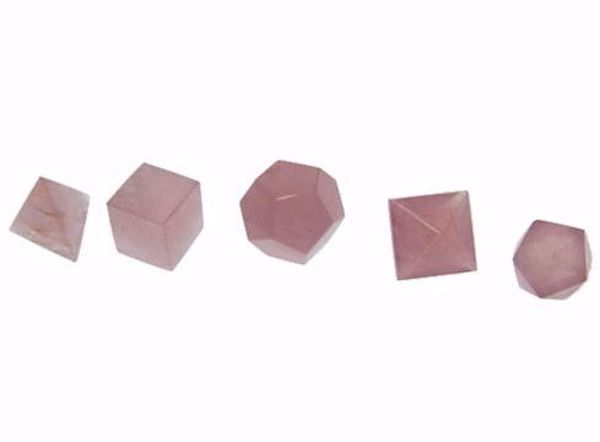 Imagen de Sólidos platónicos cuarzo rosa figuras geométricas