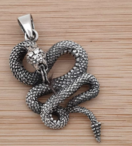 Imagen de Amuleto serpiente enroscada plata
