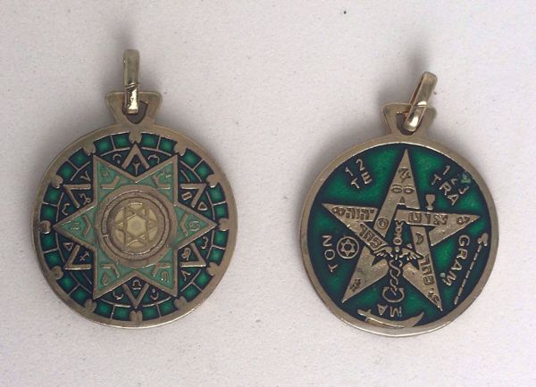 Picture of Amuleto talismán colgante Tetragramatón y Hexagrama. 3 cms. Verde