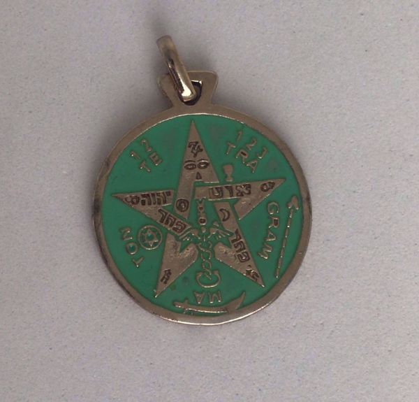 Picture of Amuleto talismán colgante Tetragramatón y Hexagrama. 3 cms. Verde Agua