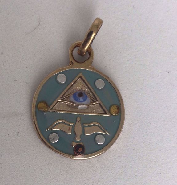 Picture of Amuleto talismán colgante Tetragramatón y 7 potencias con ojo 20 mm celeste