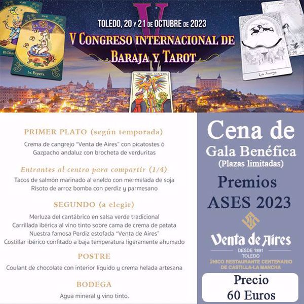 Imagen de Cena de Gala benéfica 2023. Premios ASES.  V congreso internacional de Baraja y Tarot. ASESCOIN.