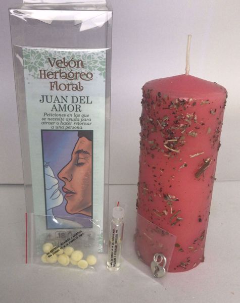 Imagen de Velón herbóreo floral Juan del amor: manteca, aceite litúrgico y amuleto