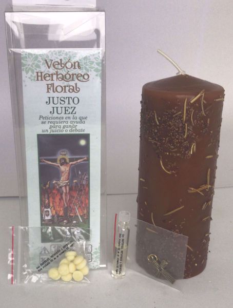 Imagen de Velón herbóreo floral justo juez: manteca, aceite litúrgico y amuleto