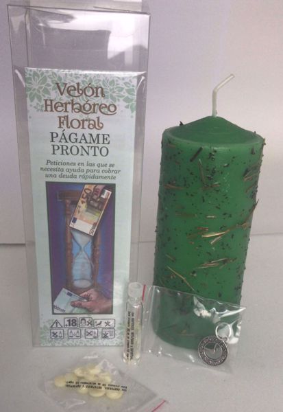 Imagen de Velón herbóreo floral págame pronto: manteca, aceite litúrgico y amuleto