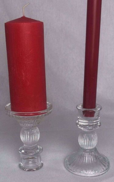 Imagen de Portavelas de cristal de doble boca para velas y velones.