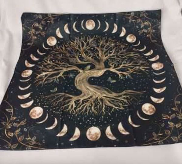 Imagen de Tapete polyester  50 x 50 cm Árbol de la vida y fases lunares