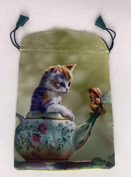 Imagen de Bolsa Guarda Tarot Fantasy Cats. Satén